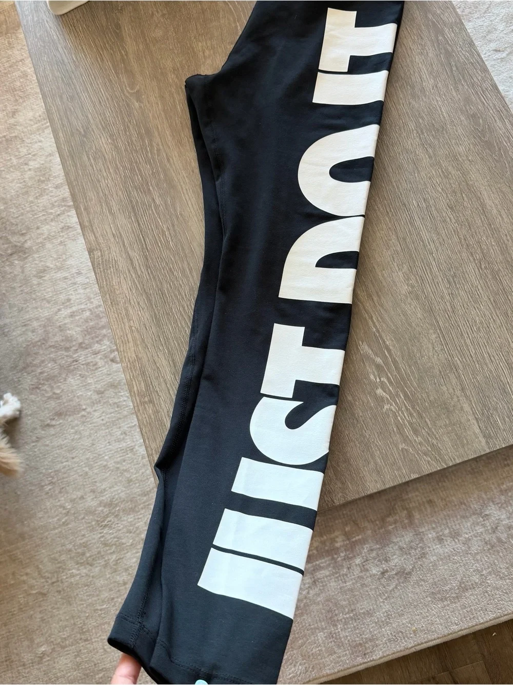 New Black Leggings with White Logo just do it